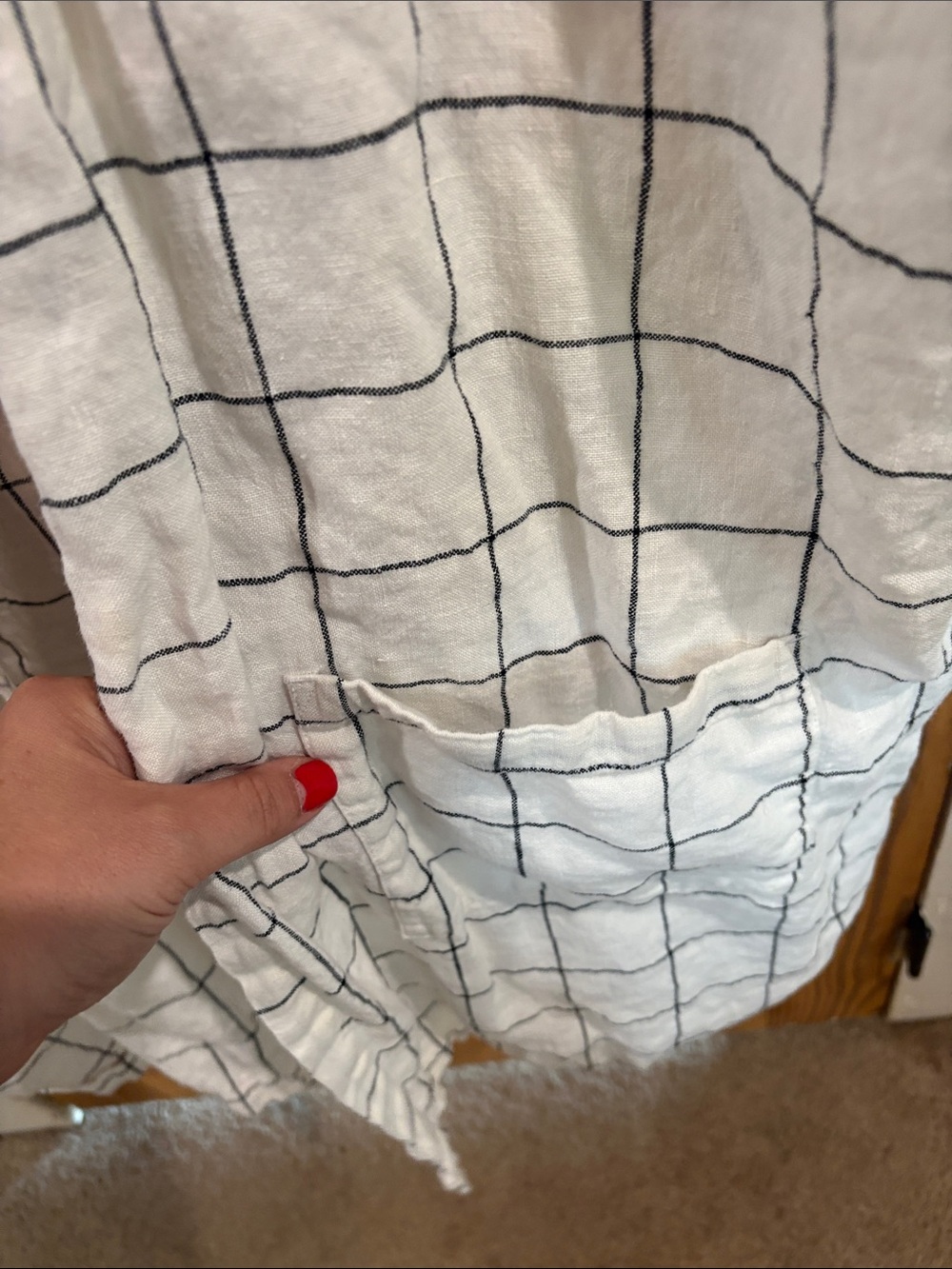 notPERFECTLINEN White Windowpane Linen Open Cardigan (yes needs ironing) - Picture 4 of 5